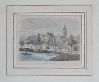 null Lot of two engravings in colors, one representing the Haut-Rhin in Mulhouse...