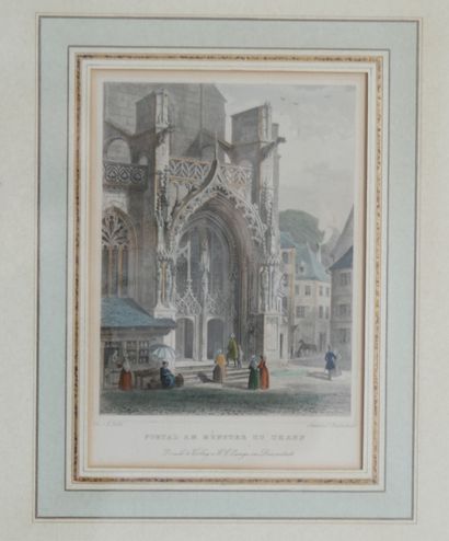 null Lot of two engravings in colors, one representing the Haut-Rhin in Mulhouse...