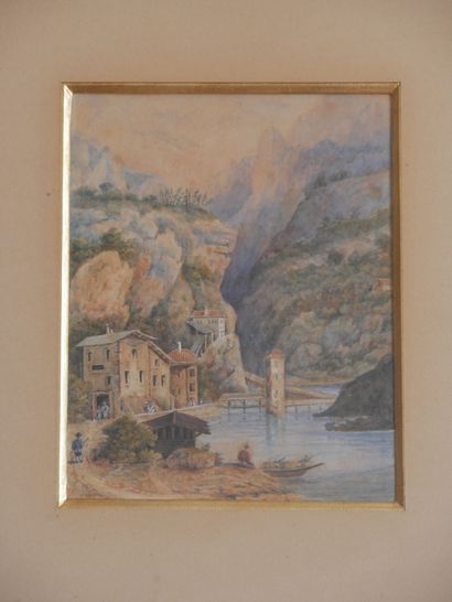 null French or Italian school of the 19th century 

Landscapes of mountains and lake...