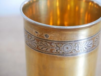 null Timbale in vermeil 925 thousandths with decoration of frieze of palmettes. Hallmark...