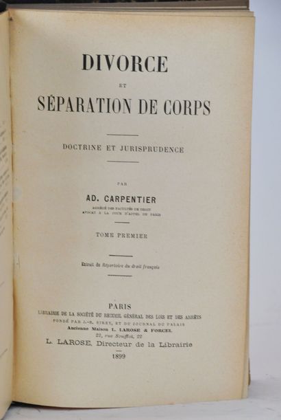 null CARPENTIER (A.D)

Divorce et séparation de corps, 2 volumes

Paris, Ancienne...