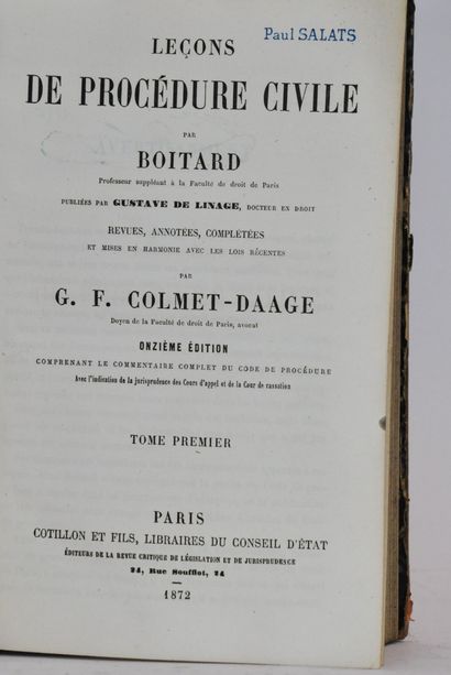 null BOITARD (Joseph-Edouard) 

Lessons in Civil Procedure. 11th edition, Volumes...
