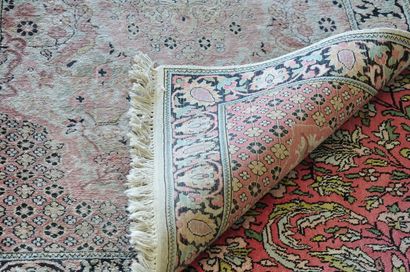 null Wool carpet with 4 borders decorated with plants on a beige background. (Wear)

125...