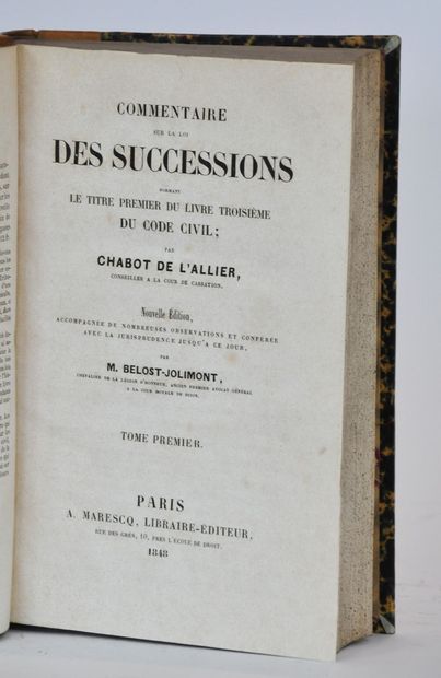 null CHABOT de l'Allier

Commentaire sur la loi des successions. 2 tomes Paris, Maresq,...