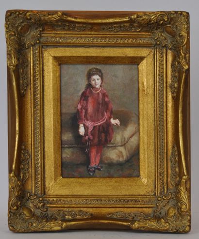  School of the XXth century 
Young Girl with a Red Tunic 
Oil on panel 
18 x 12,5...