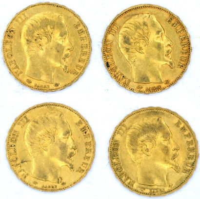 Quatre Monnaies OR - Napoléon III (Tête nue)
