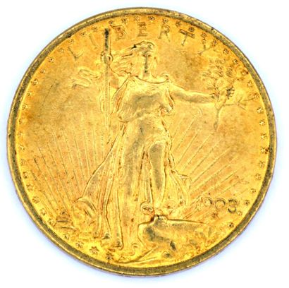 Une Monnaie OR - Saint Gaudens - Double Eagle A 20 Dollars Saint Gaudens coin, 1908.

Weight...