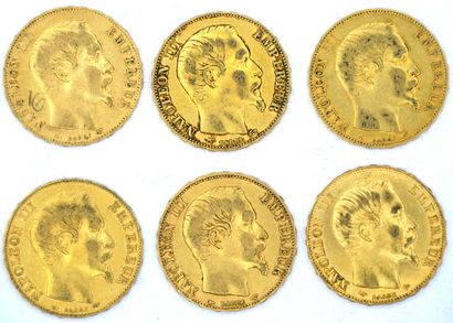 Six Monnaies OR - Napoléon III (Tête Nue)