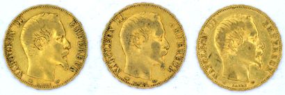 Trois Monnaies OR - Napoléon III (Tête Nue) Three coins 20 Francs Napoleon III -...
