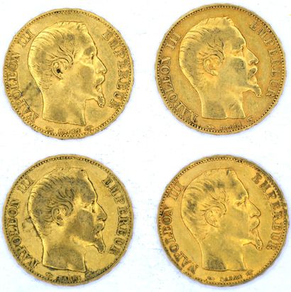 Quatre Monnaies OR - Napoléon III (Tête nue) Four coins 20 Francs Napoleon III -...