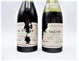 null 1 bouteille LA TACHE Grand cru DOMAINE de la ROMANEE CONTI 1957 n°0458.? : Étiquette...