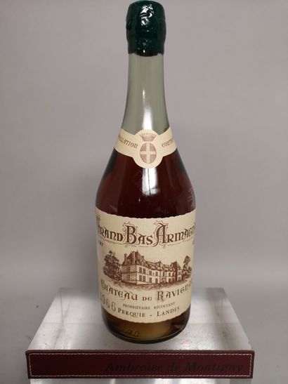 null 1 flacon 70cl GRAND BAS ARMAGNAC - Château de Ravignan1966 Niveau mi coller...