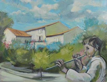 null Eric VAN SOENS (born 1939)

Young boy playing the flute

Oil on canvas, signed...