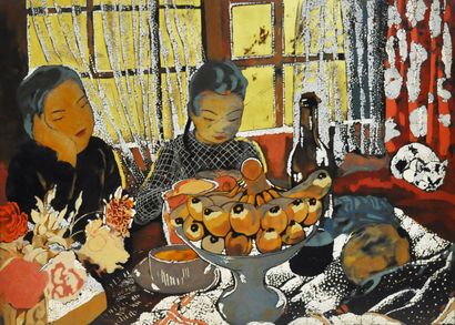 null Alix AYMÉ (1894-1989)

The snack

Lacquer, eggshells and gold highlights on...