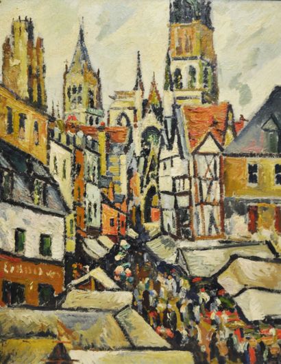 null 
Pierre-Jean DUMONT (1884-1936)




Market Day in Rouen 




Oil on canvas signed...