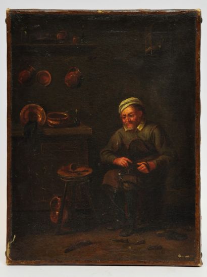null Flemish school of the 18th century, follower of Téniers

Taster in an interior

Oil...