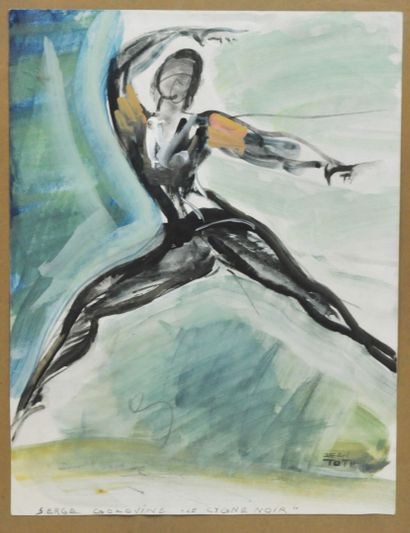 null Jean TOTH (1899-1972)

Serge Golovine " Le cygne noir" de l'Opéra de Paris.

Aquarelle...