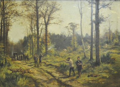 null Charles Olivier DE PENNE (1831-1897)

Scène de chasse 

Huile sur toile signée...