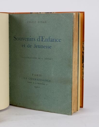 null RENAN (Ernest). Souvenirs d'enfance et de jeunesse. Paris, La Connaissance 1922....