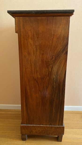 null Mahogany and mahogany veneer bedside table opening to a drawer in front and...