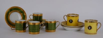 null Lot of porcelain including: 

CAPODIMONTE

Two cups and saucers in yellow and...