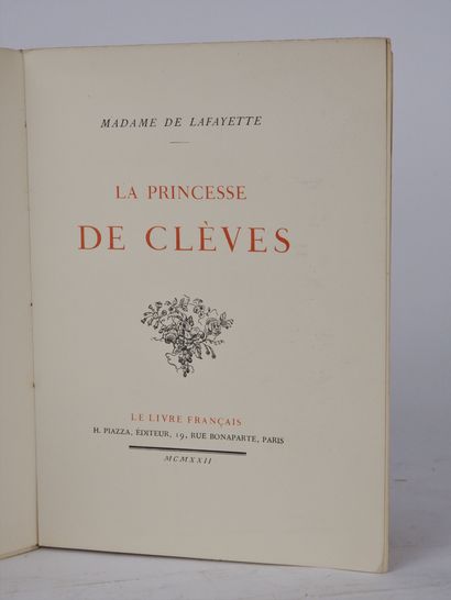 null LA FAYETTE (Madame de). The Princess of Cleves. Paris, Le livre Français, 1922....