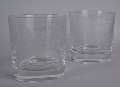 null Part of a glass service in crystal with engraved decoration of palmettes, garlands...