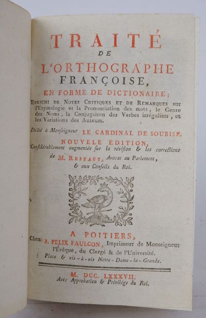 null RESTAUT (Pierre), Traité de l'orthographe françoise en forme de dictionnaire....