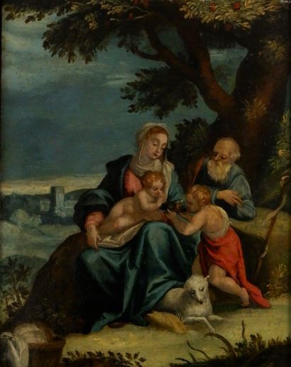 null Dutch school of the XVIIth century 

The Rest of the Holy Family

Oil on copper...