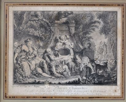 null Lot de deux gravures du XVIIIème siècle comprenant : 

Jeanne Agnès Berthelot...
