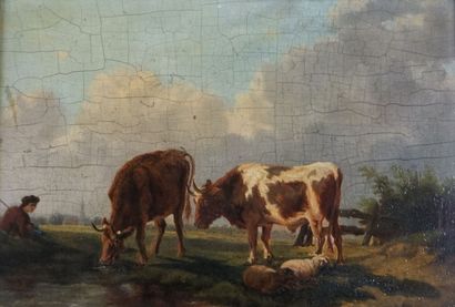  French school of the second half of the 19th century 
The rest of the shepherd 
Oil...