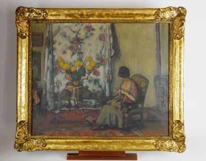 null Jean-Laurent BUFFET-CHALLIÉ (1880-1943)

Jeune femme tricottant dans un intérieur...