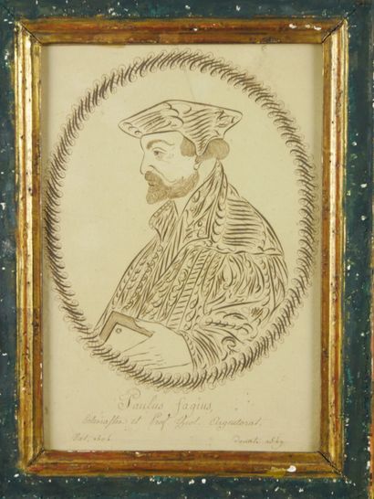 null Paire de dessins représentant l'humaniste allemand Lucas HOLSTE (1596-1661)...