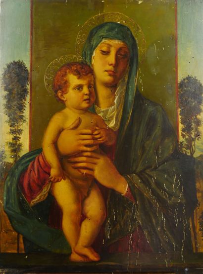 null D'après Giovanni BELLINI (Vers 1430-1516)

La Vierge aux arbrisseaux

Huile...