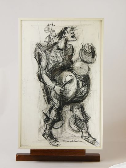 null Rodolphe CAILLAUX (1904-1989)

The strolling musician 

Charcoal on paper signed...