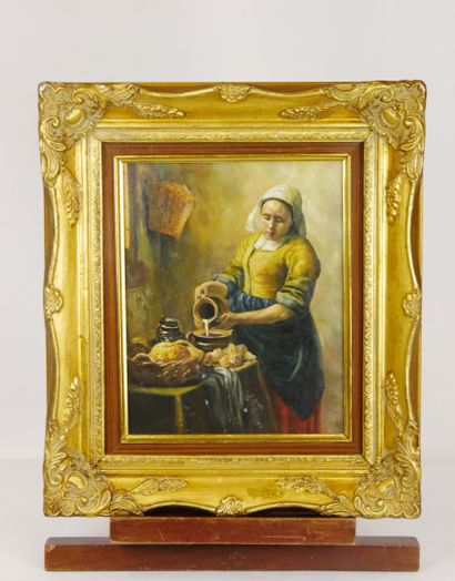  École du XXème siècle. D'après Johannes Vermeer (1632-1675)

La laitière 

Huile... Gazette Drouot