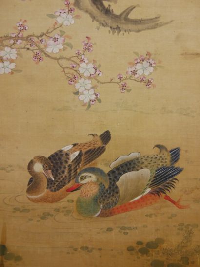 null CHINE - XIXe siècle

Encre et couleurs sur soie, représentant un couple de canards...