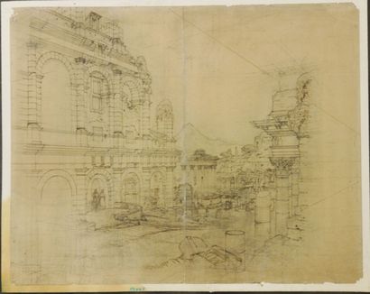 null School of the 19th century. 

Landscape of architecture 

Ink on paper

Dimensions:...