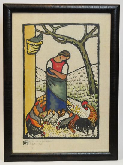 null August HEITMULLER (1873-1935).

The Farmer

Polychrome linocut on paper under...