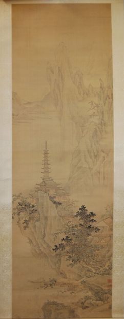 null CHINE - XIXe siècle

Encre et couleurs sur soie, représentant un paysage montagneux...