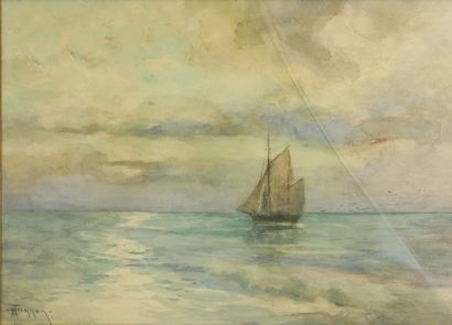 null Théodore HANNON (1851-1916)

Voilier au large

Aquarelle sur papier signée en...