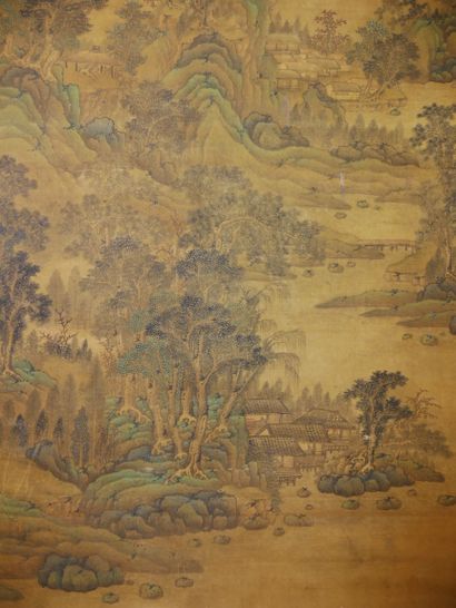 null CHINE - XIXe siècle

Encre et couleurs sur soie, représentant des paysages montagneux...