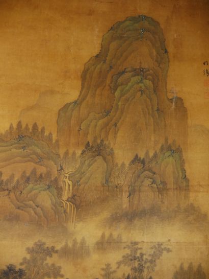 null CHINE - XIXe siècle

Encre et couleurs sur soie, représentant des paysages montagneux...