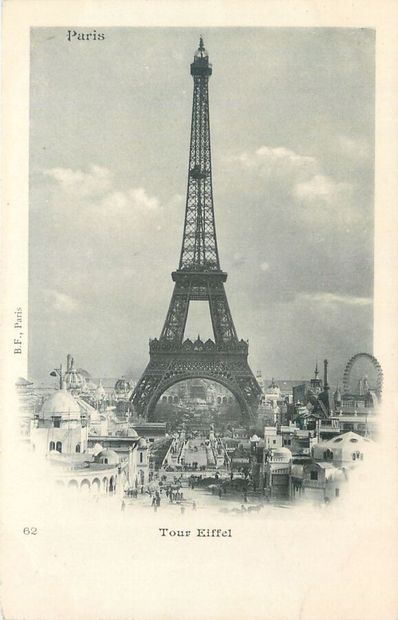 null 10 CARTES POSTALES PARIS : La Tour Eiffel. "Tour Eiffel (B.F, dos simple, ni...