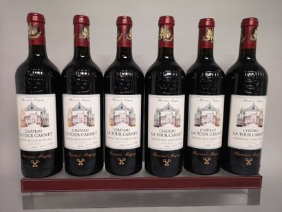 null 6 bouteilles Château La TOUR CARNET - 4e Gcc Haut Medoc 2016 En caisse bois...