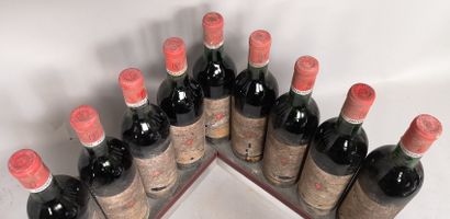 null 9 bouteilles Château POUJEAUX - Moulis 1970 Etiquettes tachées et légèrement...