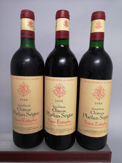 null 3 bouteilles Château PHELAN SEGUR - Saint Estephe 1986 Etiquettes légèrement...