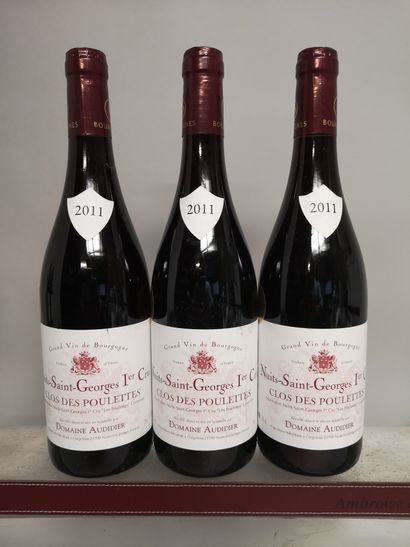 null 3 bouteilles NUITS SAINT GEORGES 1er Cru " Clos des Poulettes" - Domaine AUDIDIER...