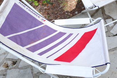 null DECKCHAIRS AIR FRANCE.

4 lounge chairs in printed canvas with printed Air France...