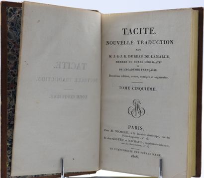 null TACITE. Nouvelles. Traduction. Paris, Nicolle, 1808, 5 vol. in-8, veau marbr.,...